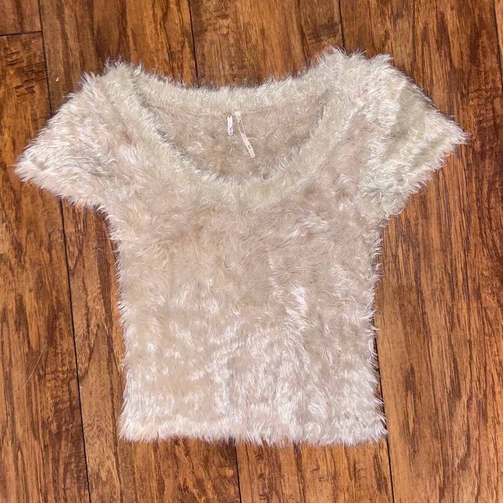 Free People fuzzy cream top